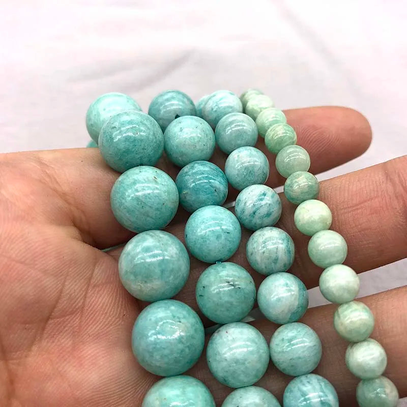 Natural Amazonite Round Stone Beads 6MM-12MM for Jewelry Making