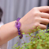 Purple Crystal Bracelets 8mm Round Beads Nine Tails Fox Lucky Women Jewelry