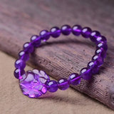 Purple Crystal Bracelets 8mm Round Beads Nine Tails Fox Lucky Women Jewelry