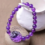 Purple Crystal Bracelets 8mm Round Beads Nine Tails Fox Lucky Women Jewelry