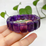 Purple Crystal Hand Row Stone Bracelet Women Men Gift Jewelry