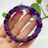 Purple Crystal Hand Row Stone Bracelet Women Men Gift Jewelry