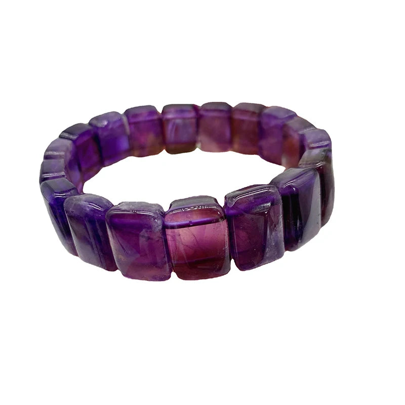 Purple Crystal Hand Row Stone Bracelet Women Men Gift Jewelry