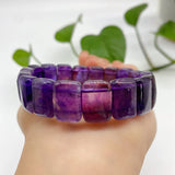 Purple Crystal Hand Row Stone Bracelet Women Men Gift Jewelry