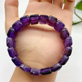 Purple Crystal Hand Row Stone Bracelet Women Men Gift Jewelry