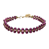 Purple Garnet Natural Stone Round Bead Adjustable Bracelet for Women