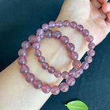 Purple Grey Chalcedony Crystal Bracelet Beads Bangle Luck Women Girl Gift