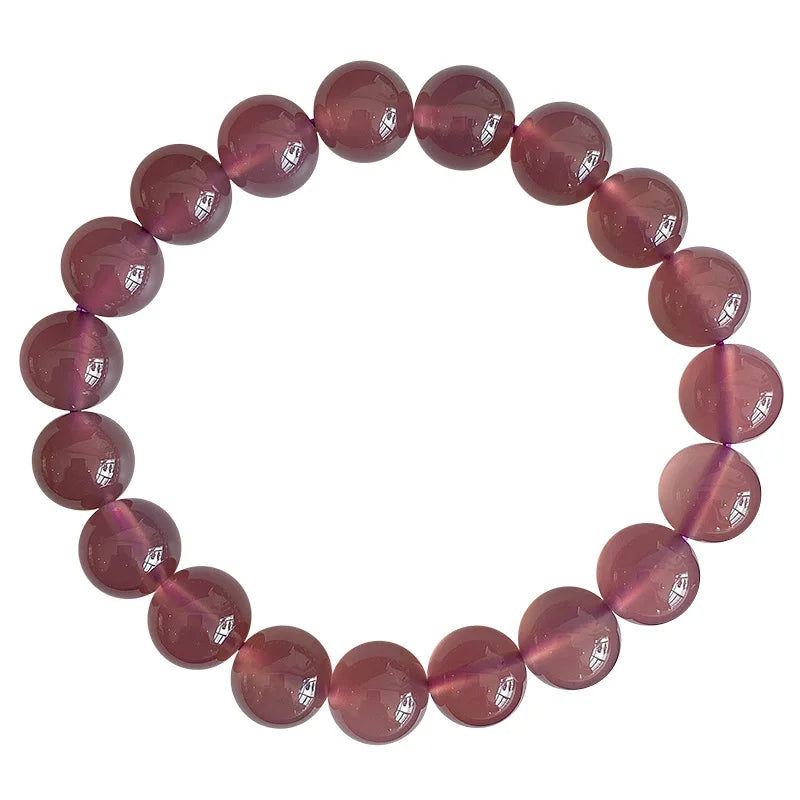 Purple Grey Chalcedony Crystal Bracelet Beads Bangle Luck Women Girl Gift