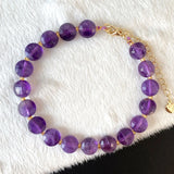 Purple Natural Crystal Bracelet Round Beads for Women Gift