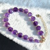 Purple Natural Crystal Bracelet Round Beads for Women Gift