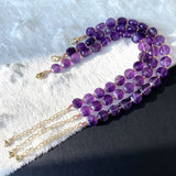 Purple Natural Crystal Bracelet Round Beads for Women Gift