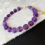 Purple Natural Crystal Bracelet Round Beads for Women Gift