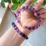Purple Natural Crystal Bracelet Round Beads for Women Gift