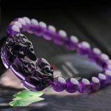 Purple Crystal Bracelet 8mm Beads With PiXiu Women