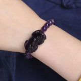 Purple Crystal Bracelet 8mm Beads With PiXiu Women