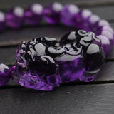 Purple Crystal Bracelet 8mm Beads With PiXiu Women