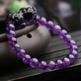 Purple Crystal Bracelet 8mm Beads With PiXiu Women