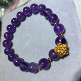 Purple Natural Crystal Bracelets With Vietnam Shakin Flower - Lucky Women's Gift