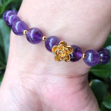 Purple Natural Crystal Bracelets With Vietnam Shakin Flower - Lucky Women's Gift