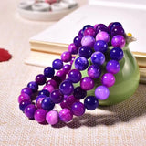 Purple Chalcedony Crystal Bracelets 6mm Round Bead for Women Men