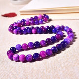 Purple Chalcedony Crystal Bracelets 6mm Round Bead for Women Men