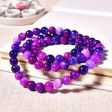 Purple Chalcedony Crystal Bracelets 6mm Round Bead for Women Men