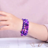 Purple Chalcedony Crystal Bracelets 6mm Round Bead for Women Men