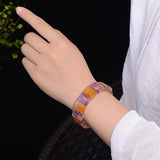 Purple Yellow Hand Row Natural Crystal Bracelets For Women Birthday Present