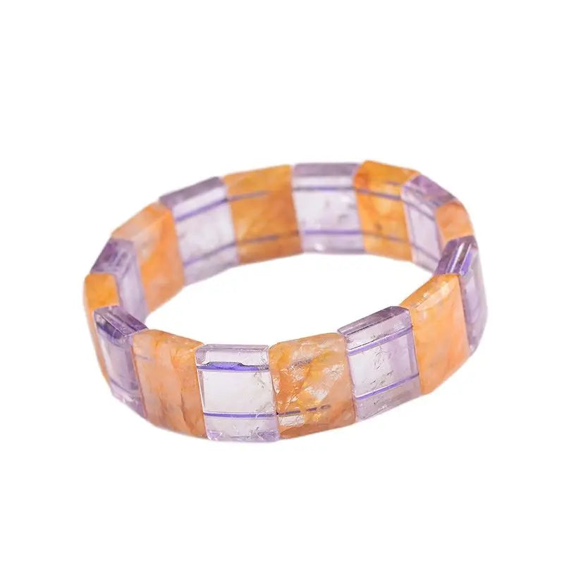 Purple Yellow Hand Row Natural Crystal Bracelets For Women Birthday Present