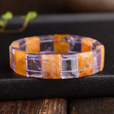 Purple Yellow Hand Row Natural Crystal Bracelets For Women Birthday Present