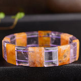 Purple Yellow Hand Row Natural Crystal Bracelets For Women Birthday Present