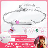 925 Silver Children Bracelet Engrave Name Birthday Gift