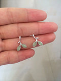 925 Silver Green Stone Leaf Stud Earrings C-E5529