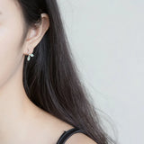 925 Silver Green Stone Leaf Stud Earrings C-E5529