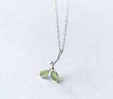 925 Silver Green Stone Leaf Stud Earrings C-E5529