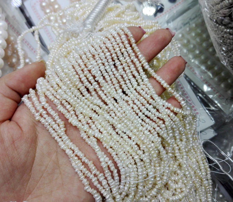Real Pearl Bead 2x4mm 15'' Natural Freshwater Pearl Real Pearl Bead Loose Beads