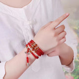 Red Chalcedony Crystal Bracelets 108 Buddha Beads Necklace Women Girl Jewelry