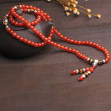 Red Crystal Bracelet 108 Buddha Beads Lucky Bracelet Ethnic Jewelry
