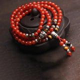 Red Crystal Bracelet 108 Buddha Beads Lucky Bracelet Ethnic Jewelry