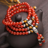 Red Crystal Bracelet 108 Buddha Beads Lucky Bracelet Ethnic Jewelry