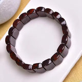 Red Iron Stone Hand Row Natural Stone Bracelets For Women Men Gift