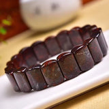 Red Iron Stone Hand Row Natural Stone Bracelets For Women Men Gift