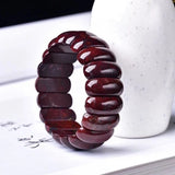 Red Iron Stone Hand Row Natural Stone Bracelets For Women Men
