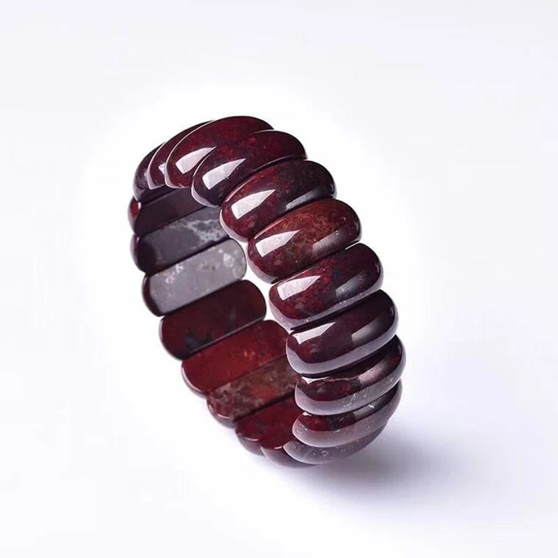 Red Iron Stone Hand Row Natural Stone Bracelets For Women Men