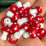 Red Mushroom Lampwork Glass Beads for DIY Jewelry Making Earring