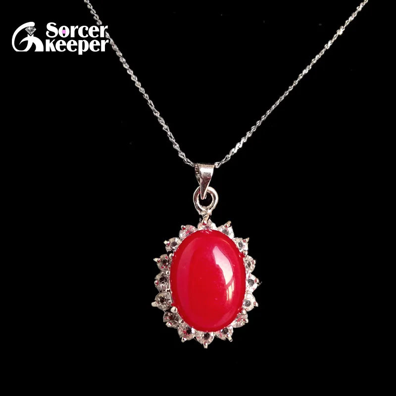 Red Chalcedony Agate Oval Pendant Beads Jewelry