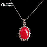 Red Chalcedony Agate Oval Pendant Beads Jewelry