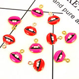 Red Rose Sexy Lips Enamel Charms Drop Oil Metal DIY Jewelry Earring Bracelet