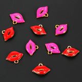 Red Rose Sexy Lips Enamel Charms Drop Oil Metal DIY Jewelry Earring Bracelet