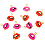 Red Rose Sexy Lips Enamel Charms Drop Oil Metal DIY Jewelry Earring Bracelet